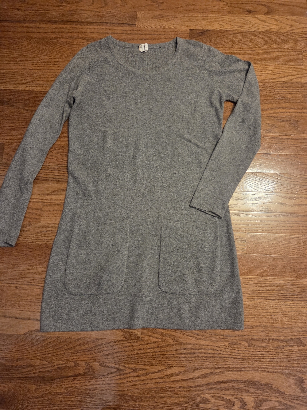 Vintage Gray Long-Sleeve Pocket Sweater Dress - Women, S